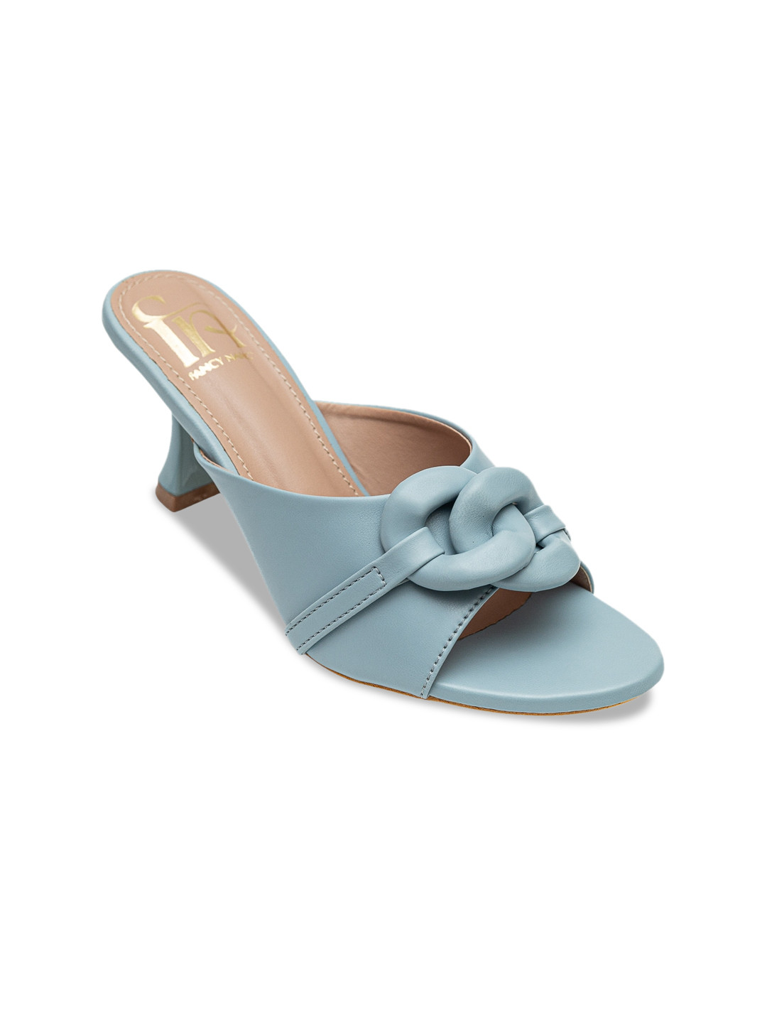 Dapper Feet-Fancy Nancy Buckle Detailed Open Toe Slim Heels