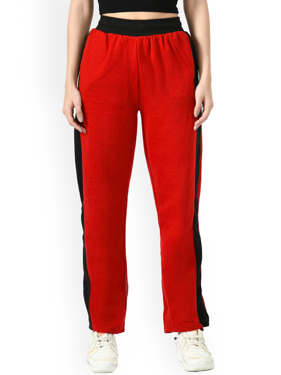 IndiWeaves Contrast Panel Warm Belt Extra Soft Fleece Track Pant