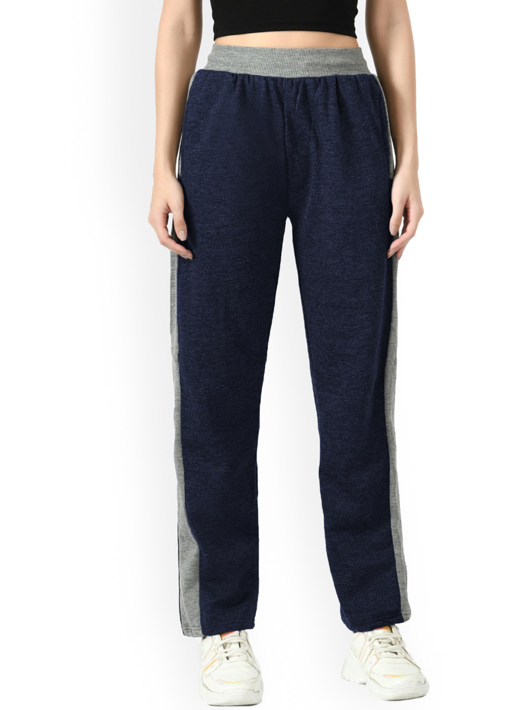 IndiWeaves Contrast Panel Warm Belt Extra Soft Fleece Track Pant