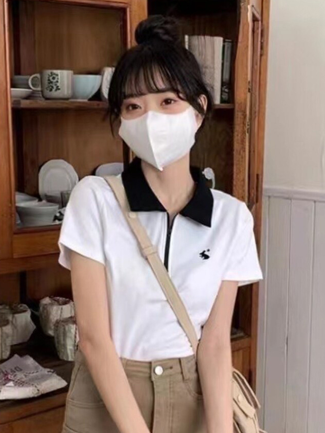 StyleCast Girls White Polo Collar Tshirt