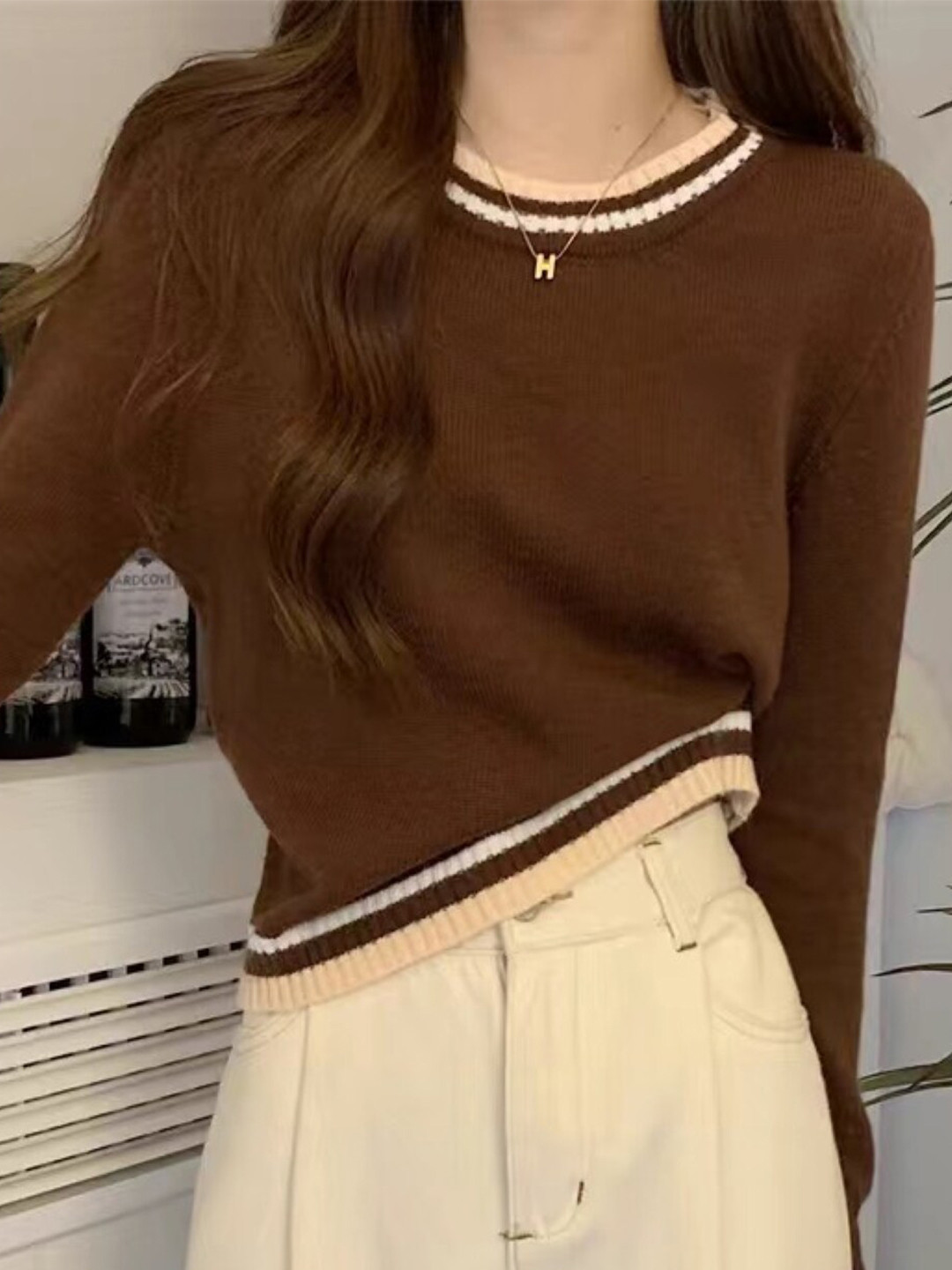 StyleCast Brown Teen Girls Long Sleeves Casual Top