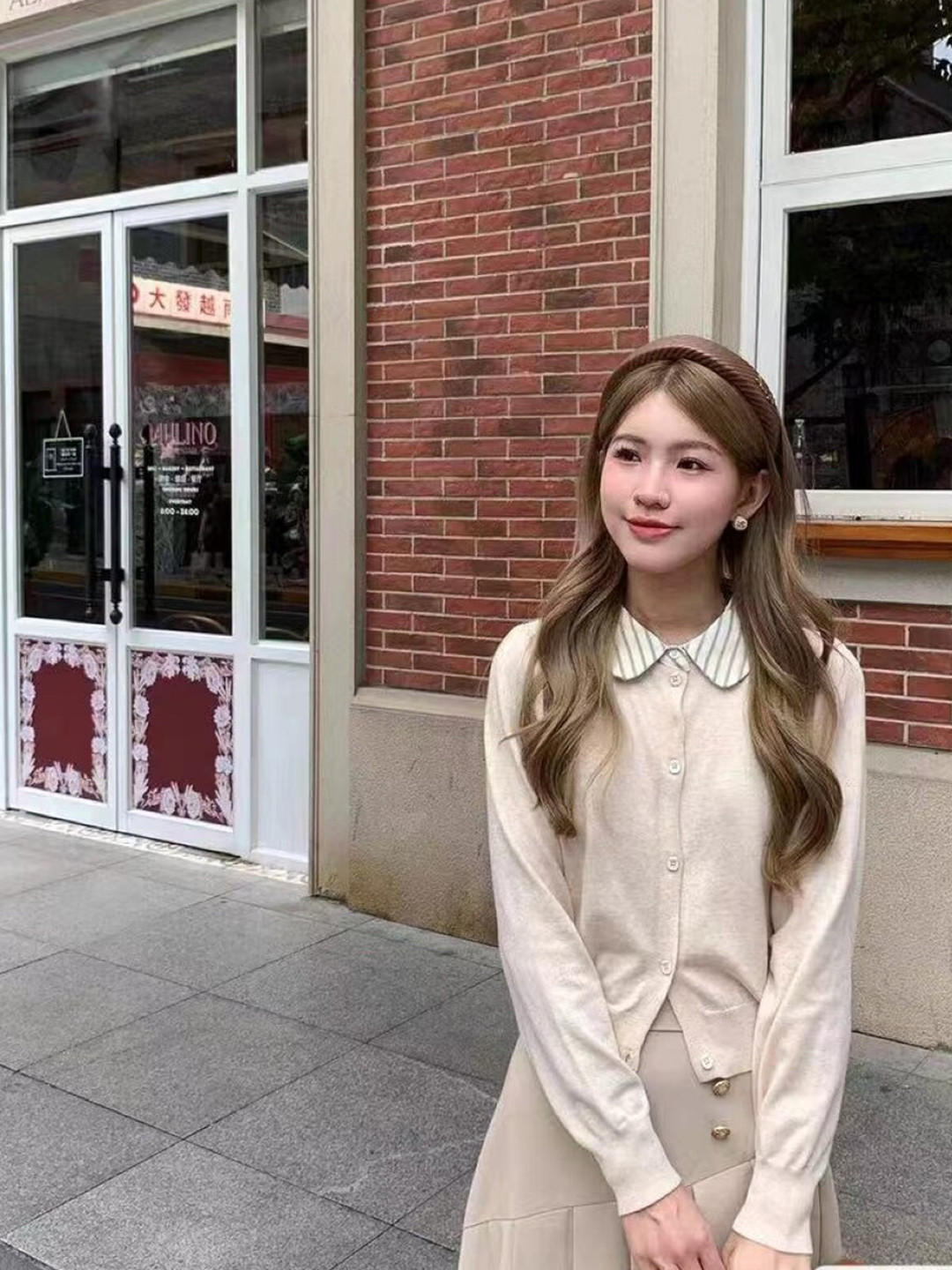 StyleCast Girls Cream Coloured Peter Pan Collar Shirt Style Top