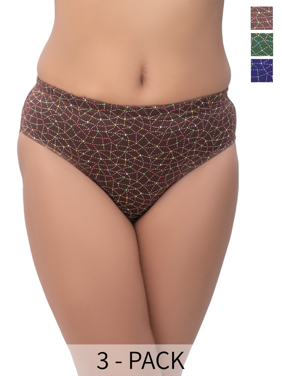 Foxy Pack Of 3 Assorted Pure Cotton Anti-Odour Basic Briefs