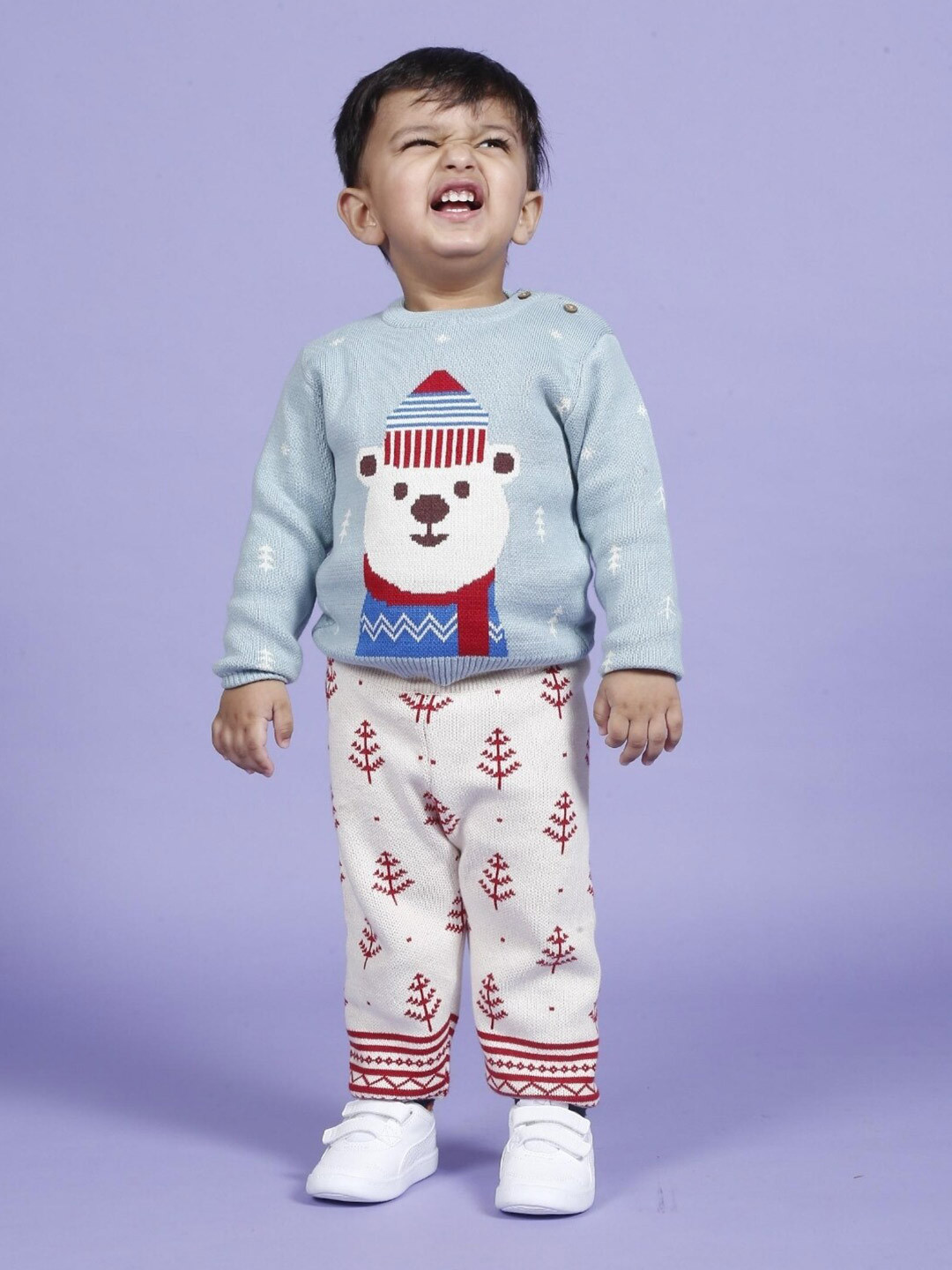 Greendeer Infants Printed Pure Cotton Sweater WIth Joggers