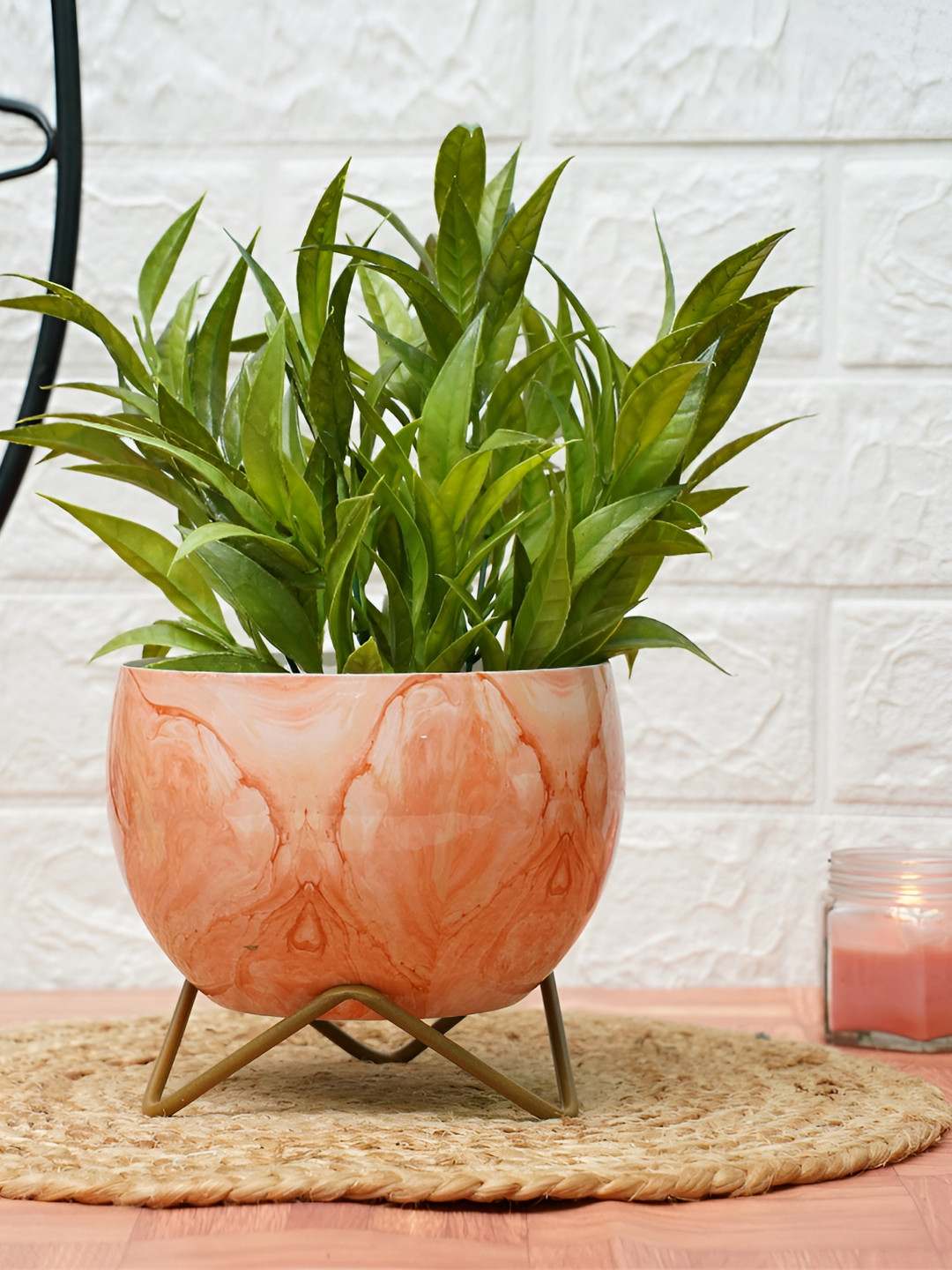 GOLD DUST Marble Pink Printed Metal Planter