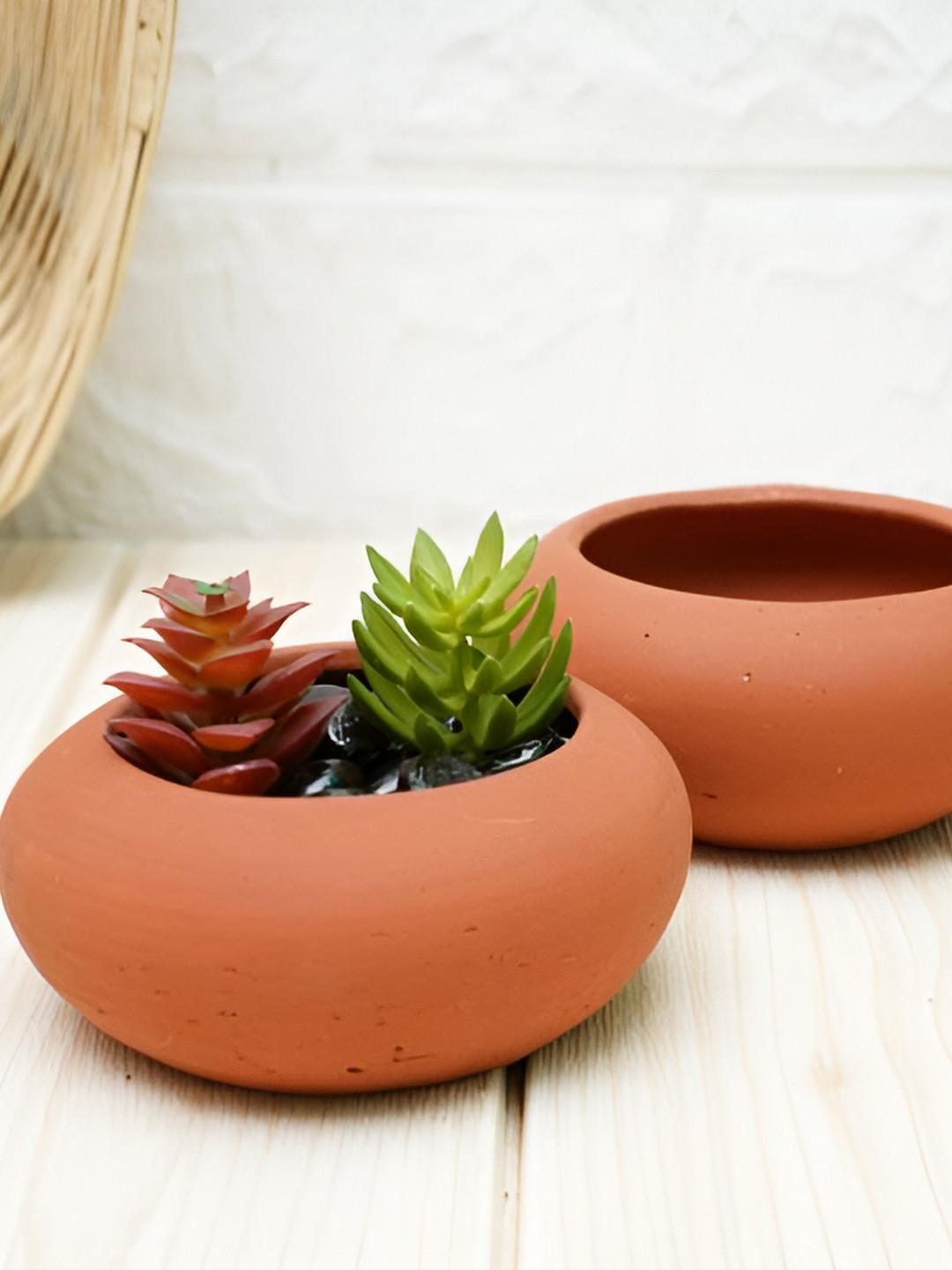 GOLD DUST Brown 2 Pieces Ceramic Planters