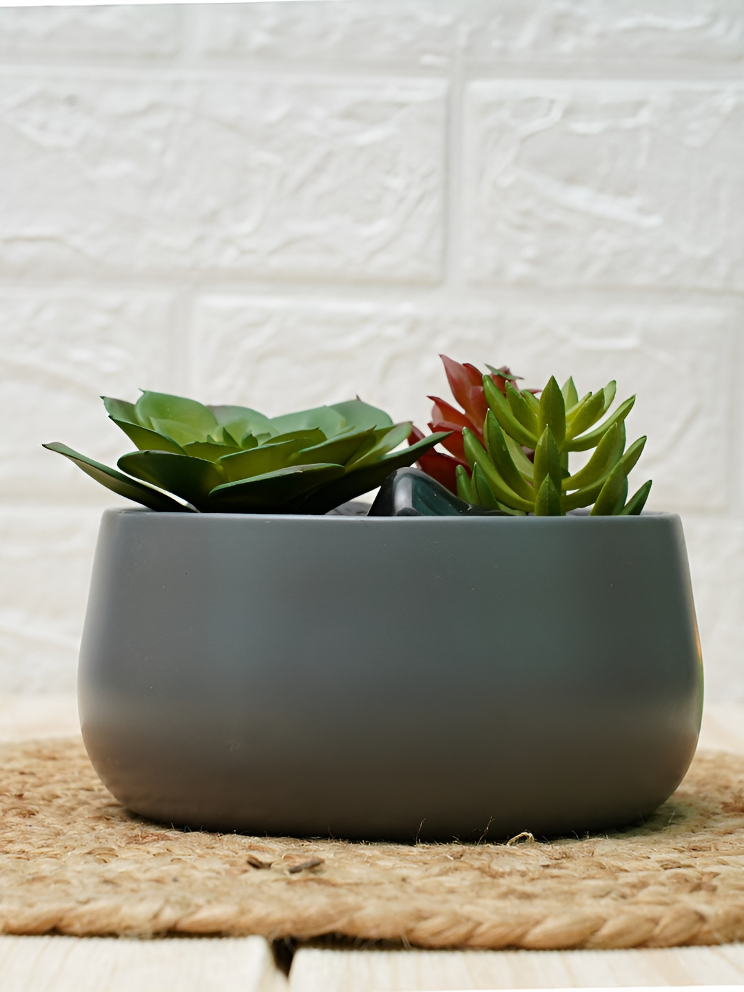 GOLD DUST Grey Metal Handi Planter