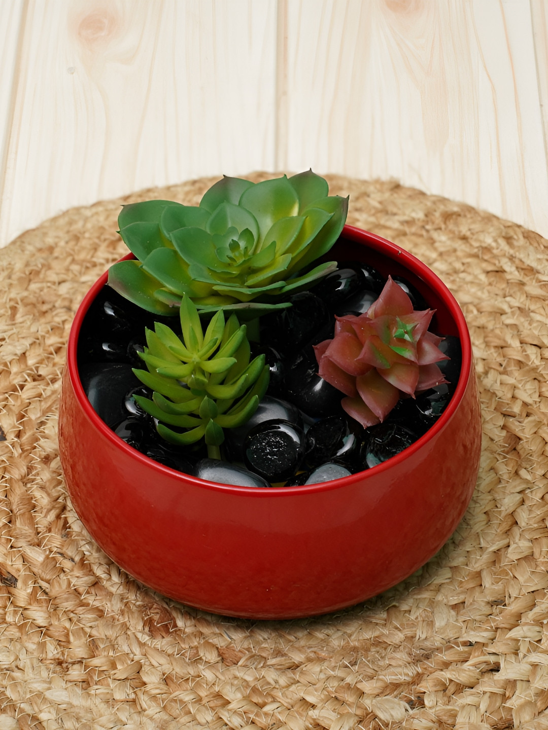 GOLD DUST Red Metal Handi Planter