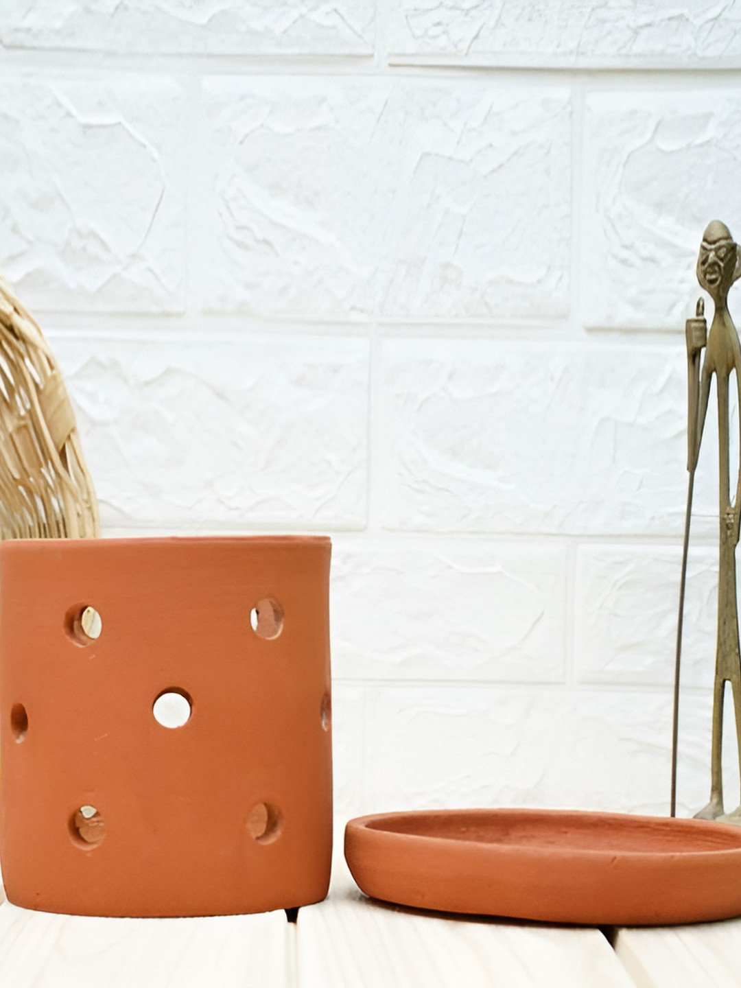 GOLD DUST Brown Orchid Terracotta Clay Planter