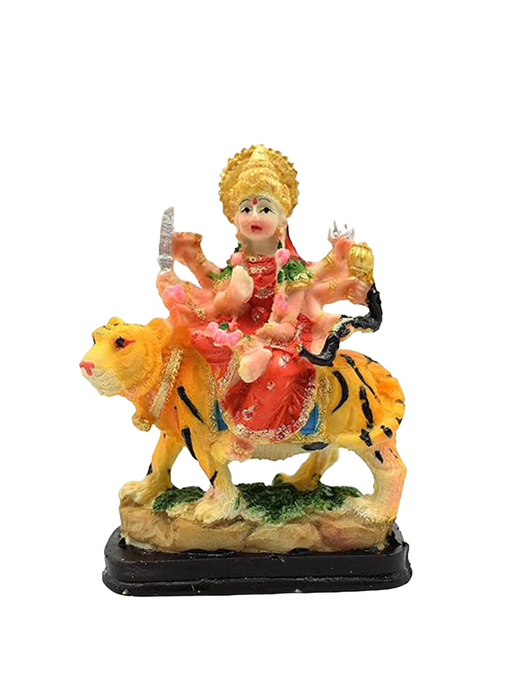 PujaNPujari Maa Mata Durga Red Polyresin Glossy Prayer Room Small Showpiece - 1.6 Inches