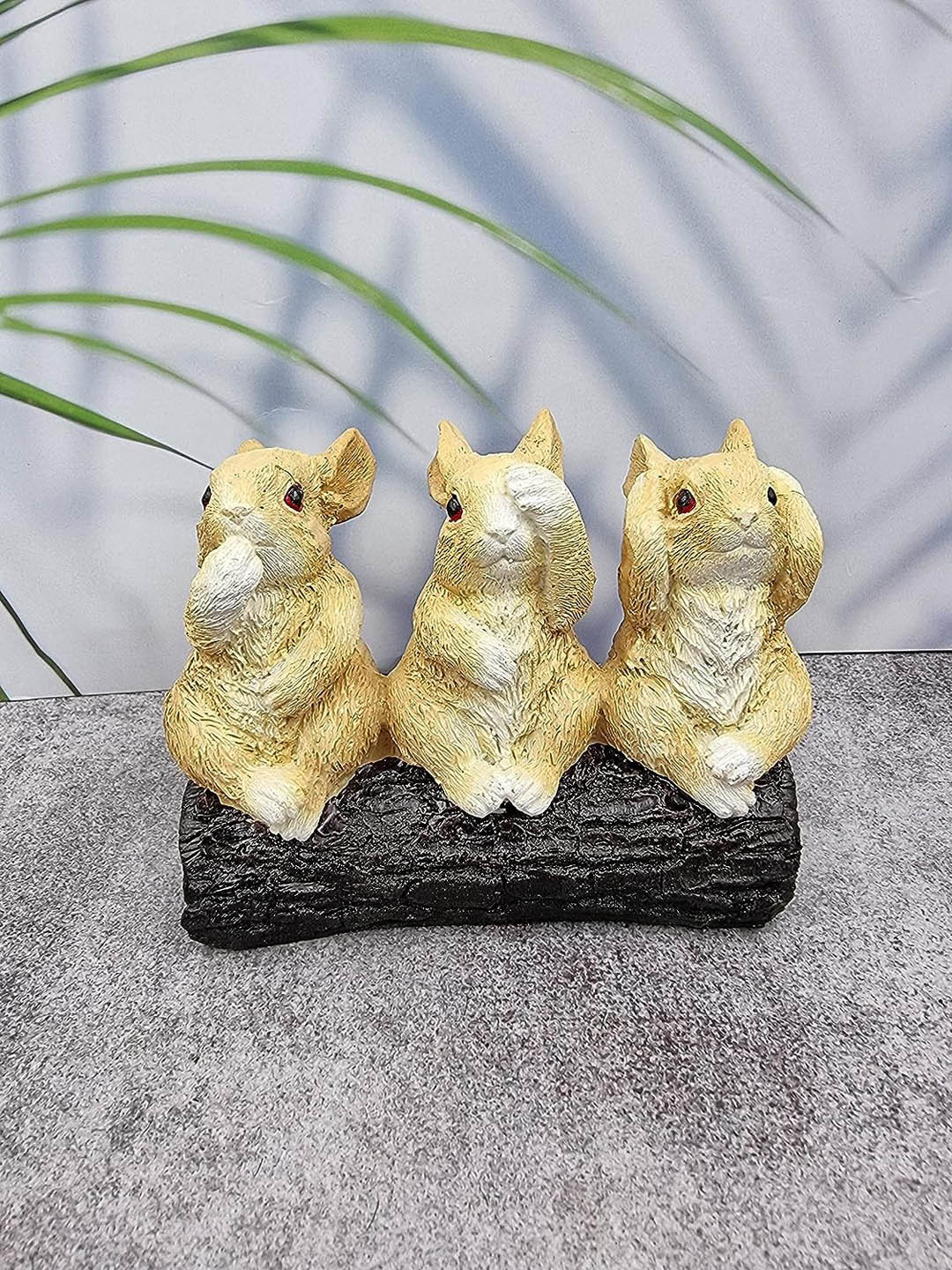 PujaNPujari Squirrels Brown Polyresin Natural Living Room Small Showpiece - 3.9 Inches