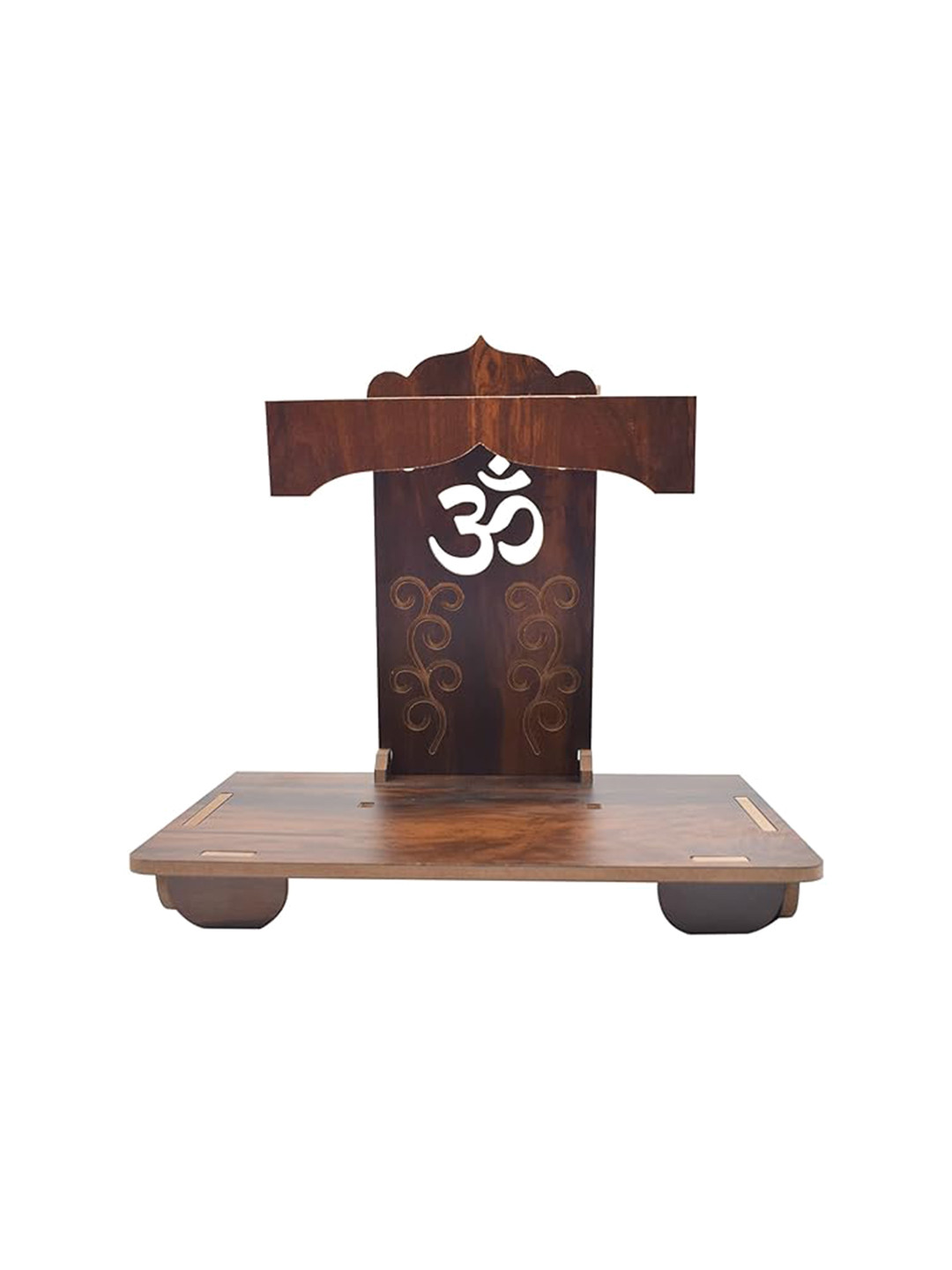 PujaNPujari Brown Textured Wooden Pooja Mandir