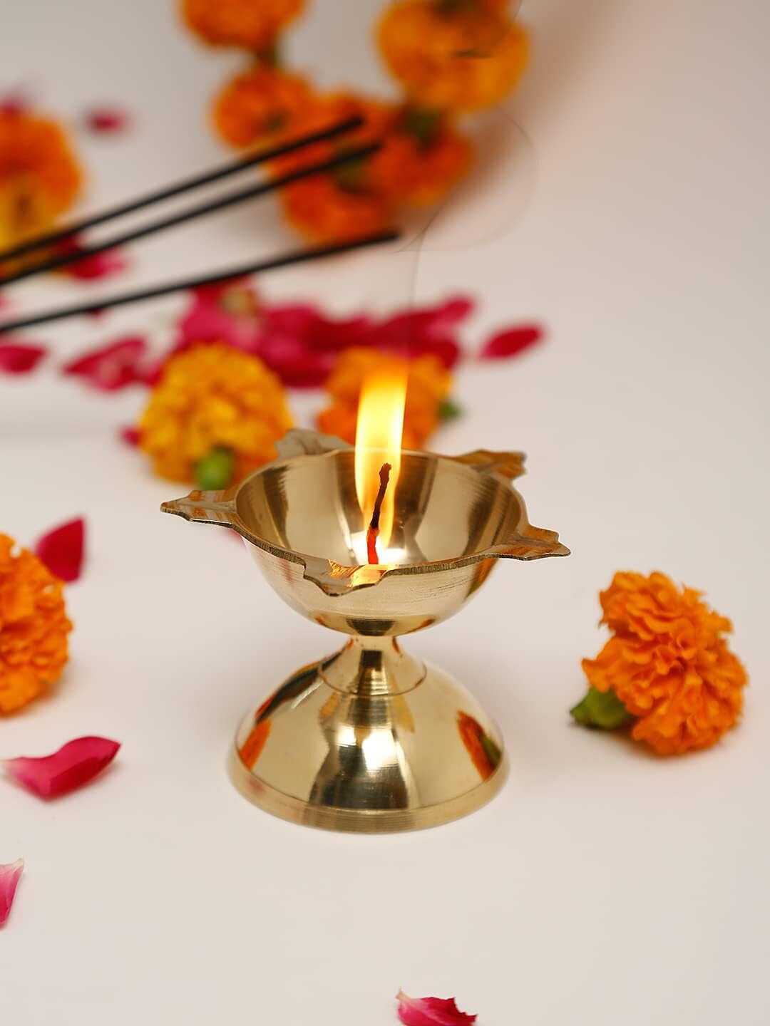 PujaNPujari Gold Toned 2 Pieces Metal Diyas