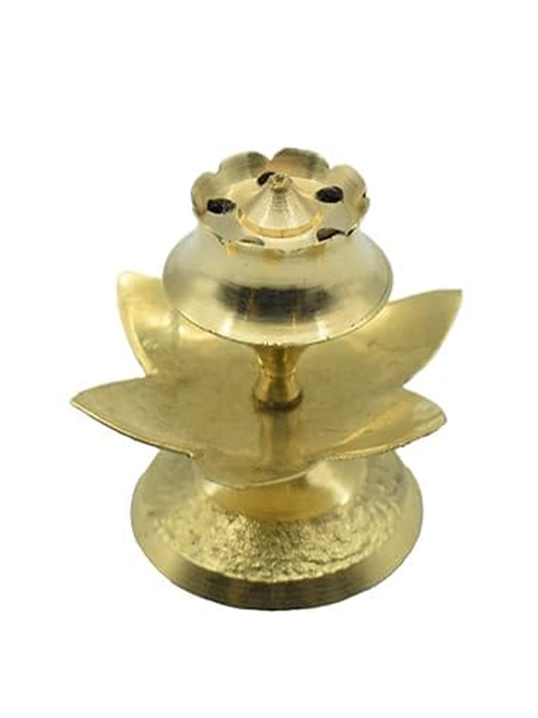 PujaNPujari Gold Toned Textured Agarbatti Incense Sticks Holder Stand