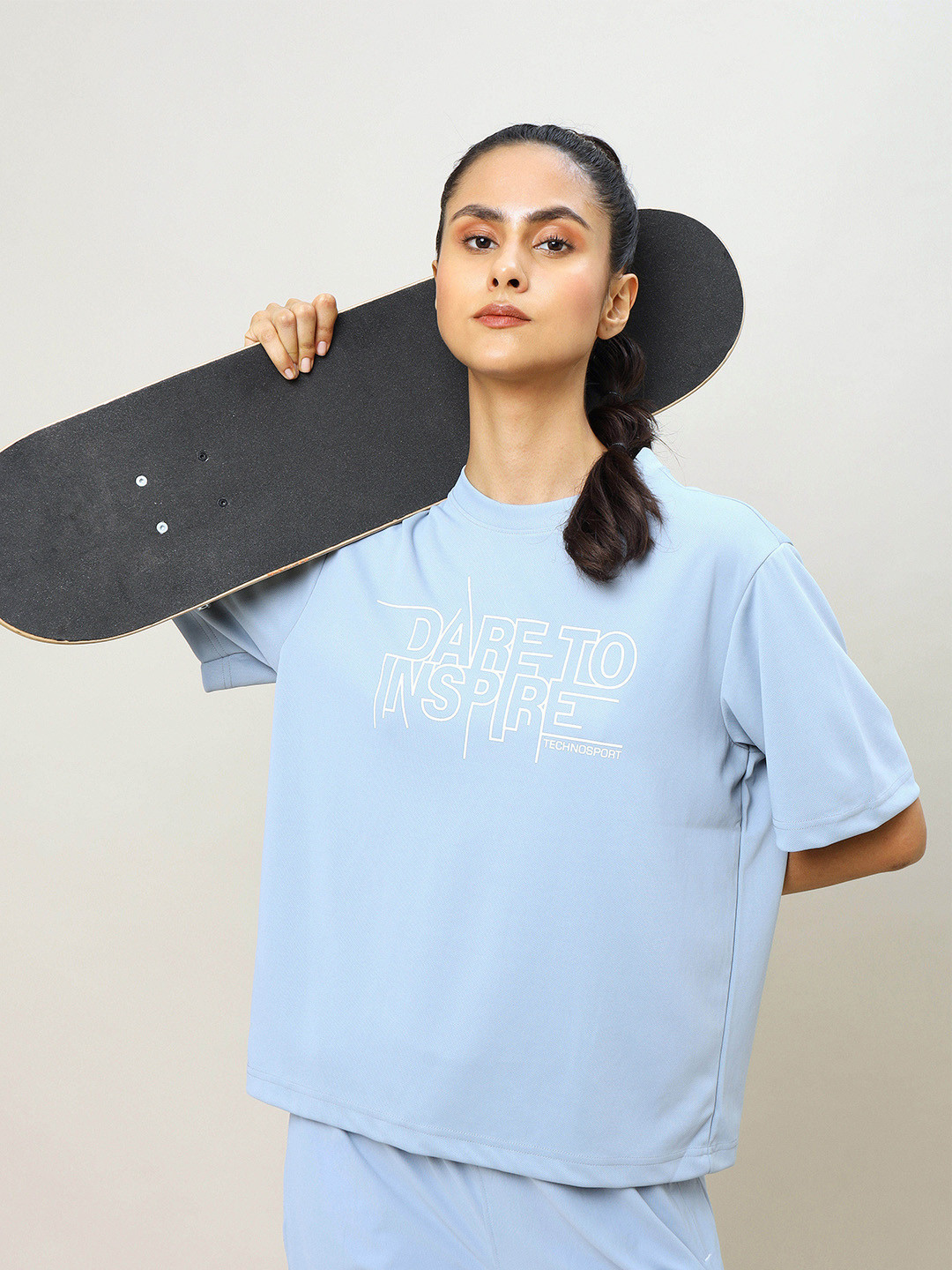 Technosport Typography Printed Anti Odour Boxy Fit Sports T-shirt