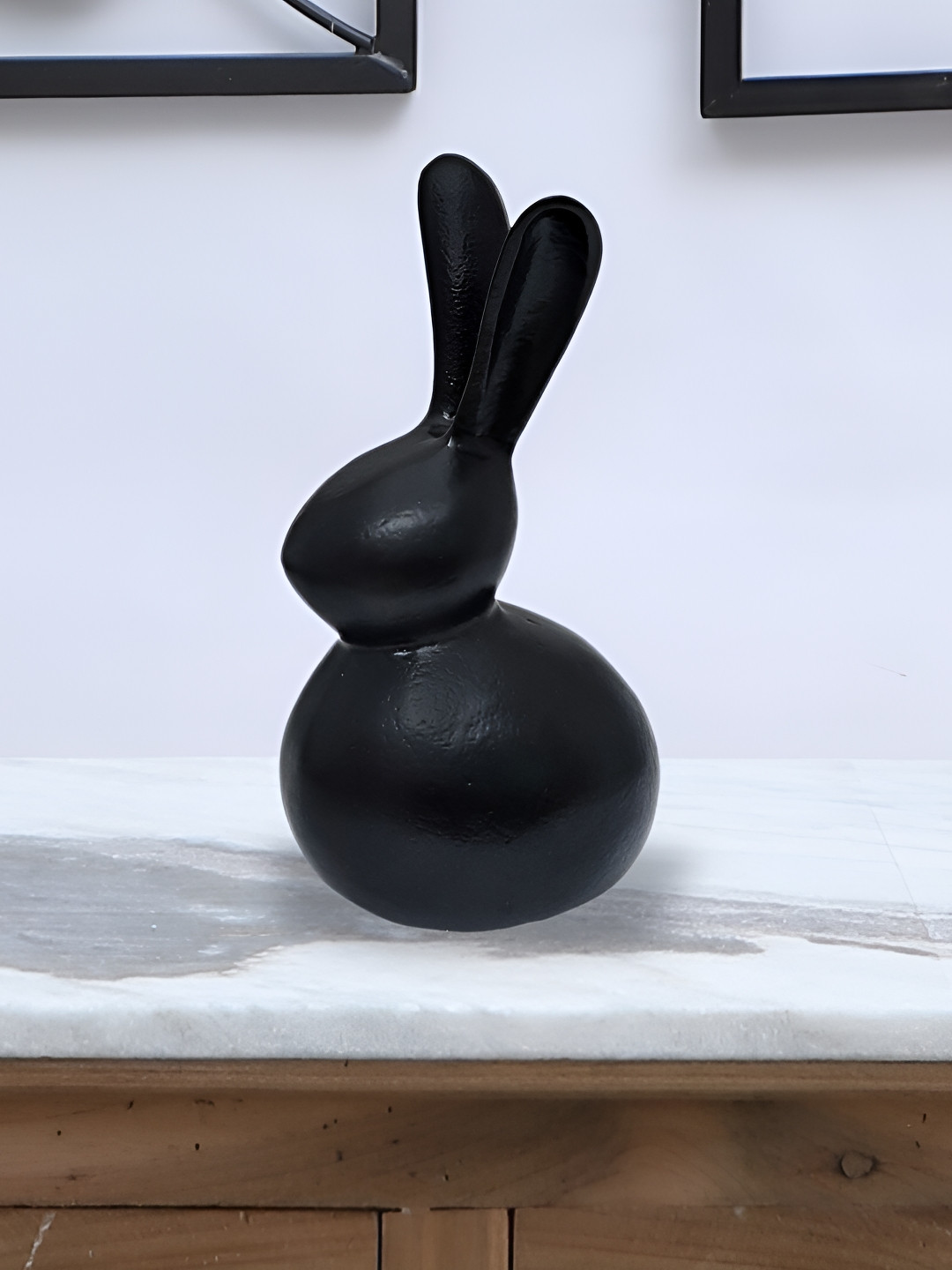 Decor de Maison Hare Black Metal Metallic Living Room Small Showpiece - 9.1 Inches