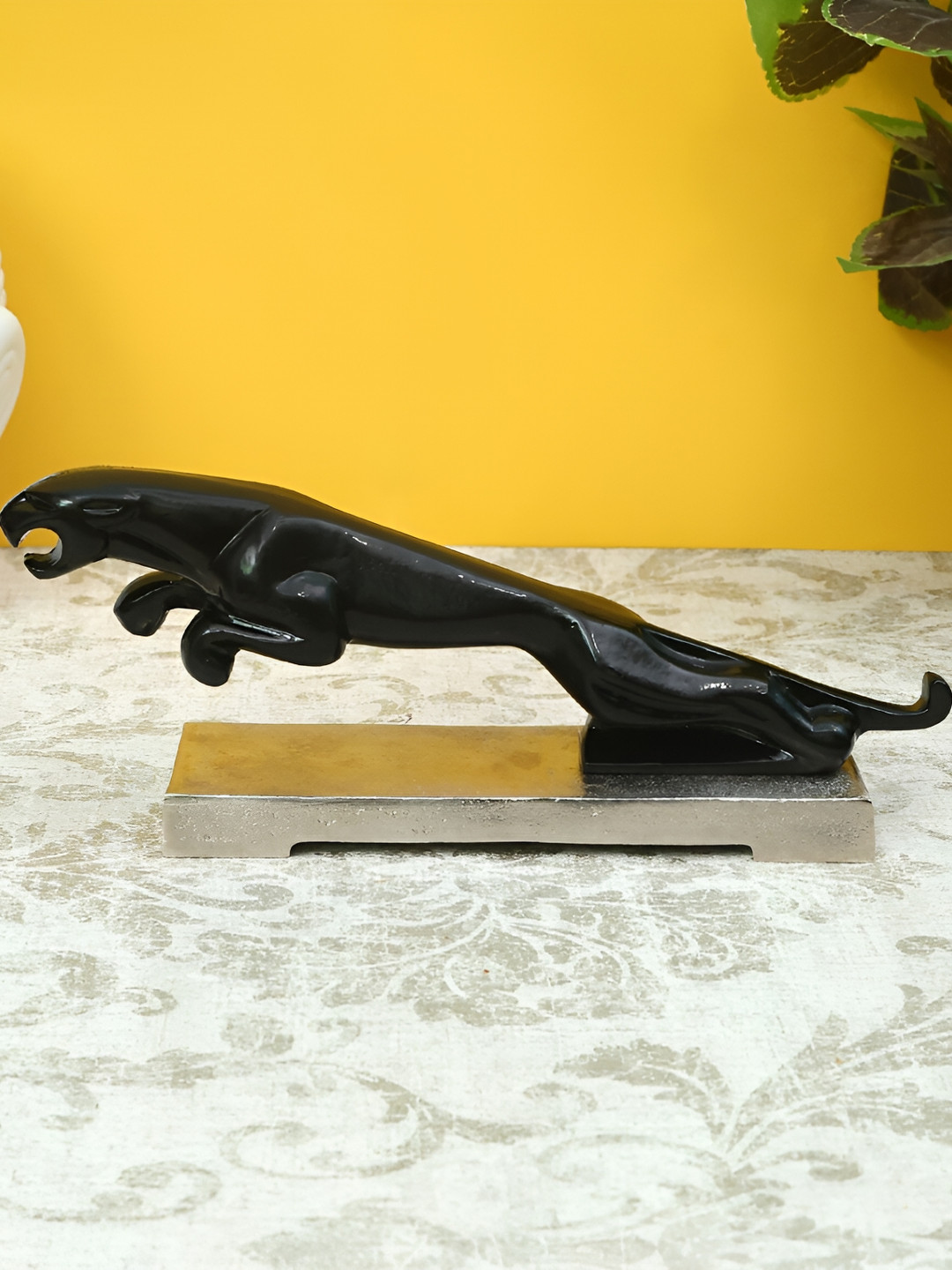 Decor de Maison The Panther's Leap Black Metal Metallic Living Room Medium Showpiece - 4.3 Inches