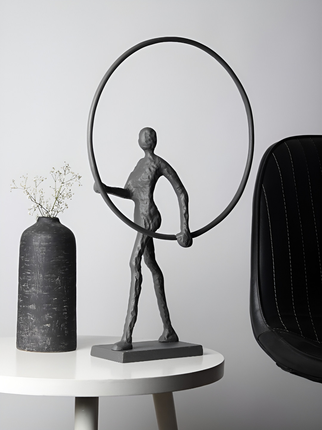 Decor de Maison Enigmatic Embrace Grey Metal Metallic Living Room Small Showpiece - 8.3 Inches