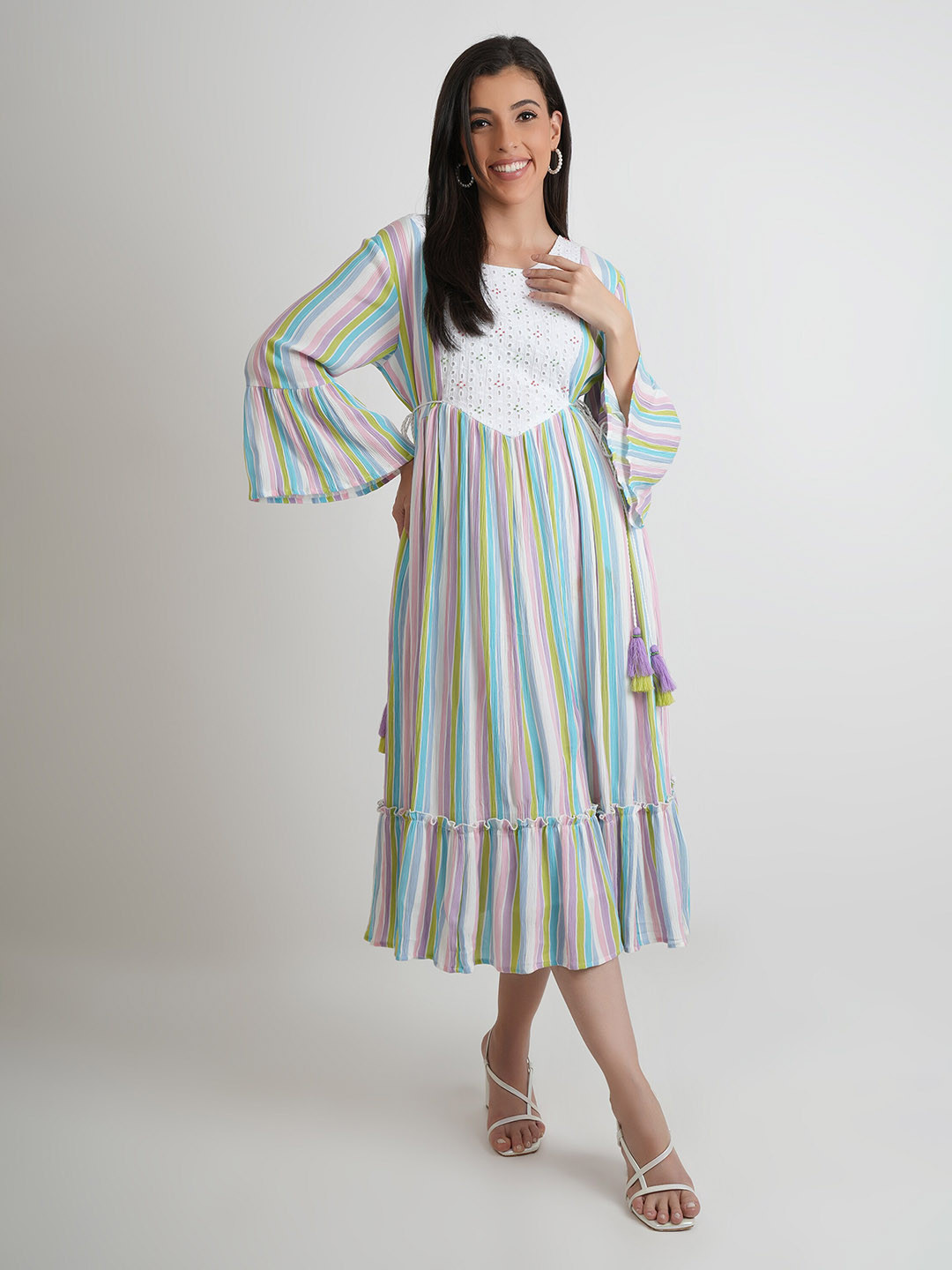 Zolo Label Striped Midi Cotton A-Line Dress