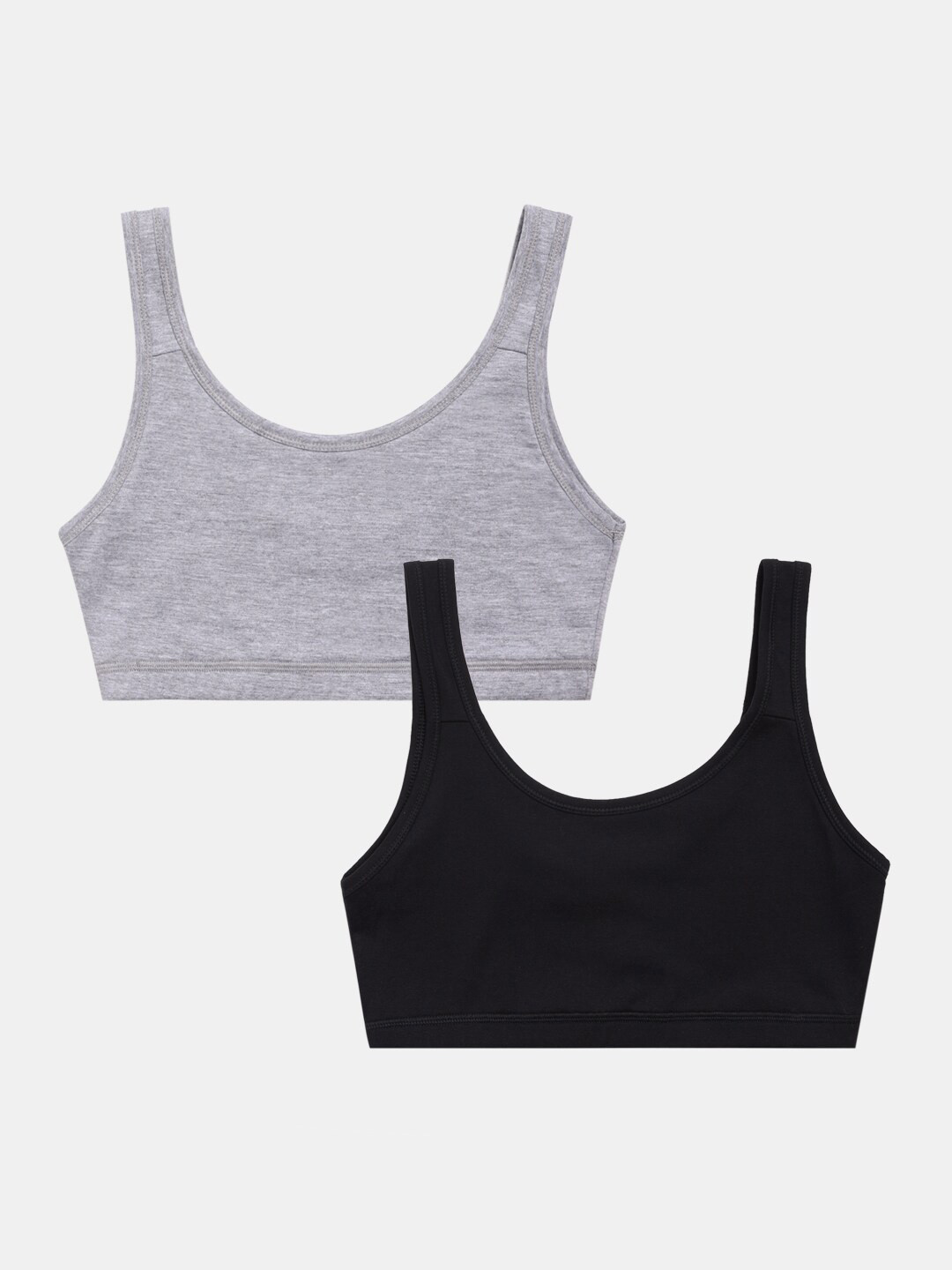 Sillysally Girls Pack Of 2 Double Layer Full Coverage Non Padded Non Wired Sports Bra