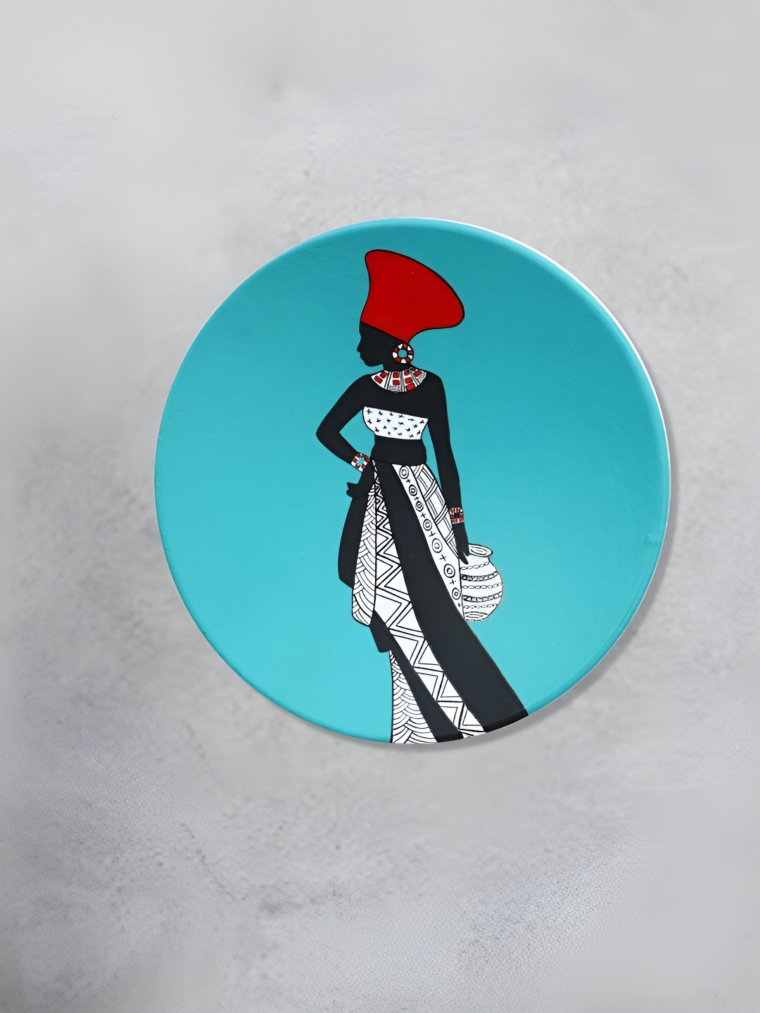 ARTYSTA BEAUTIFYING LIVES Clay Ethnic Motifs Glossy Hanging Hall Wall Plates-9.5In