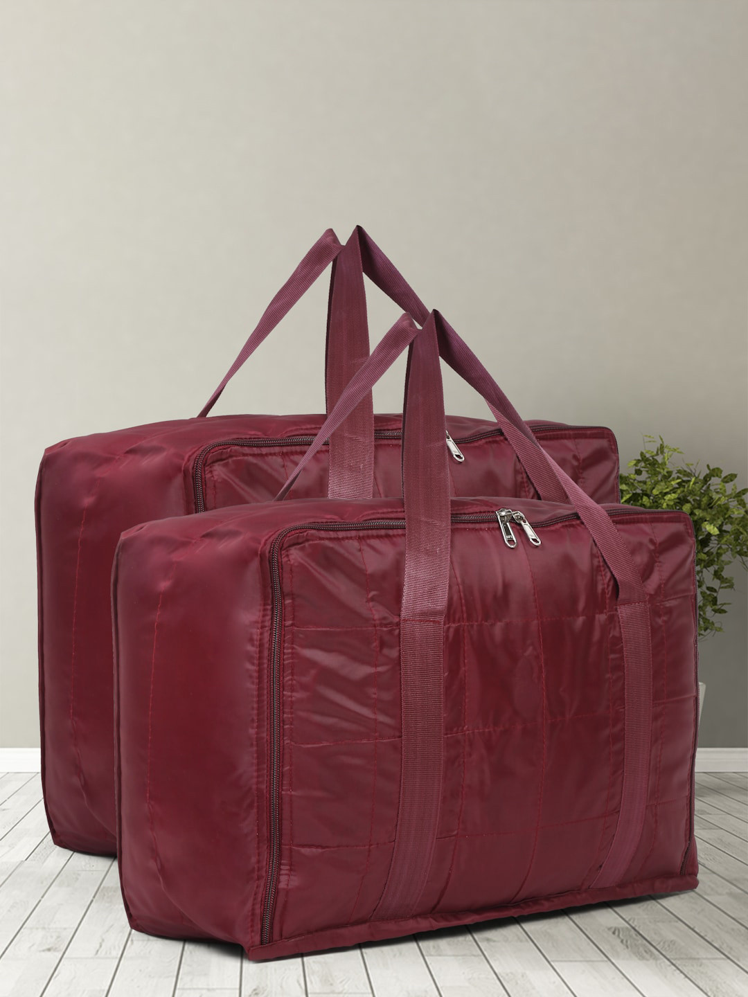 HOSTA HOMES Maroon 2 Pieces Under Bed Storage Handbag Organiser