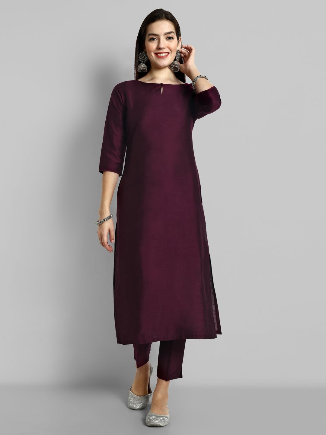 Mera Rang Key Hole Neck Cotton Silk Kurta