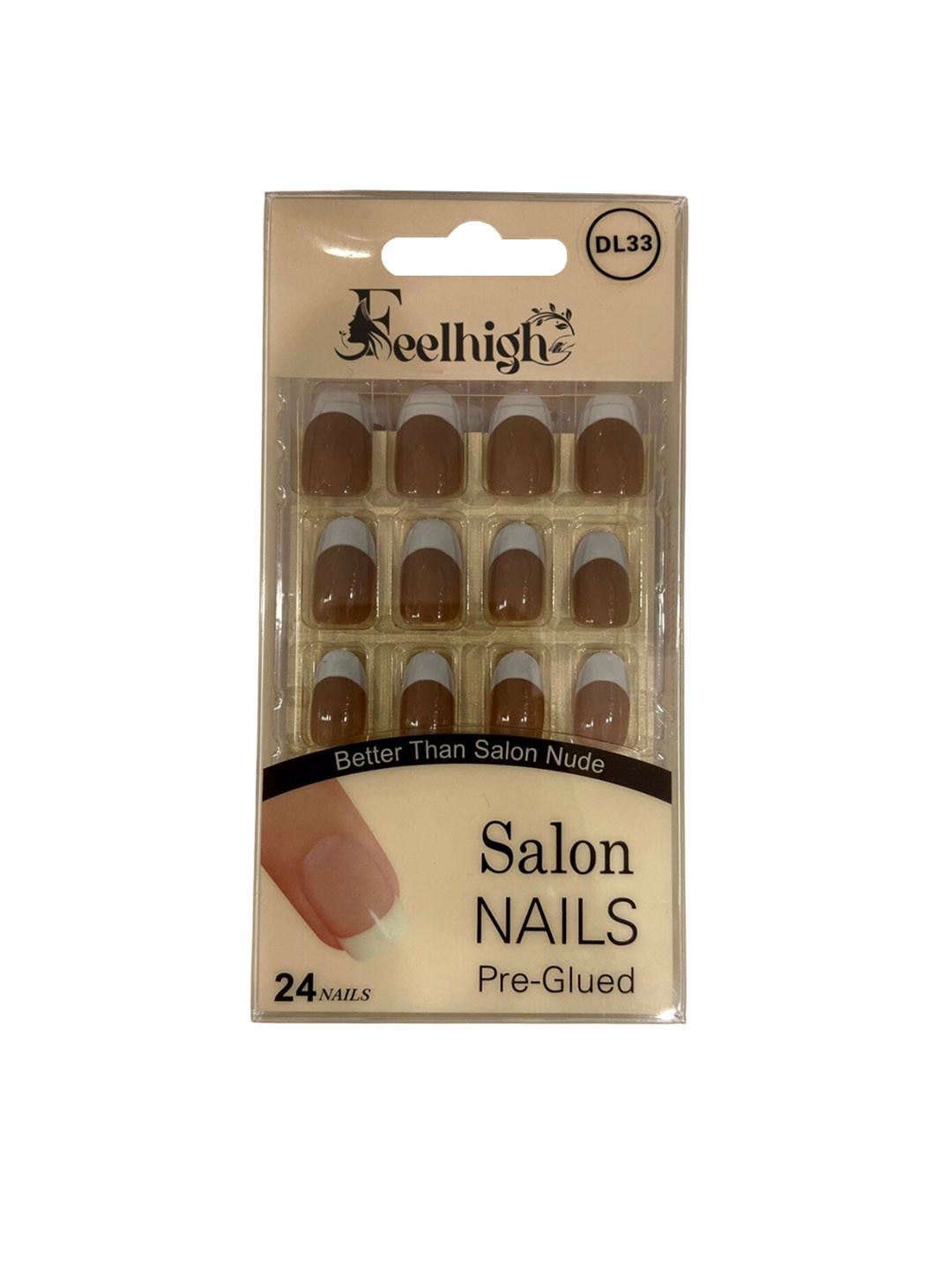 FEELHIGH 24Pcs Pre Glued Press On Artificial Nails - DL33