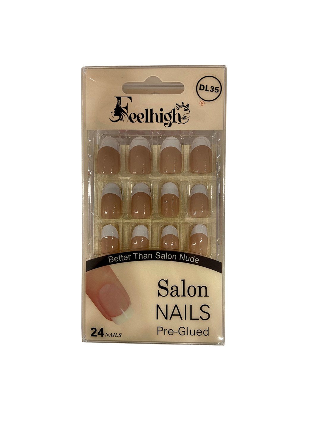 FEELHIGH 24Pcs Pre Glued Press On Artificial Nails - Shade 35