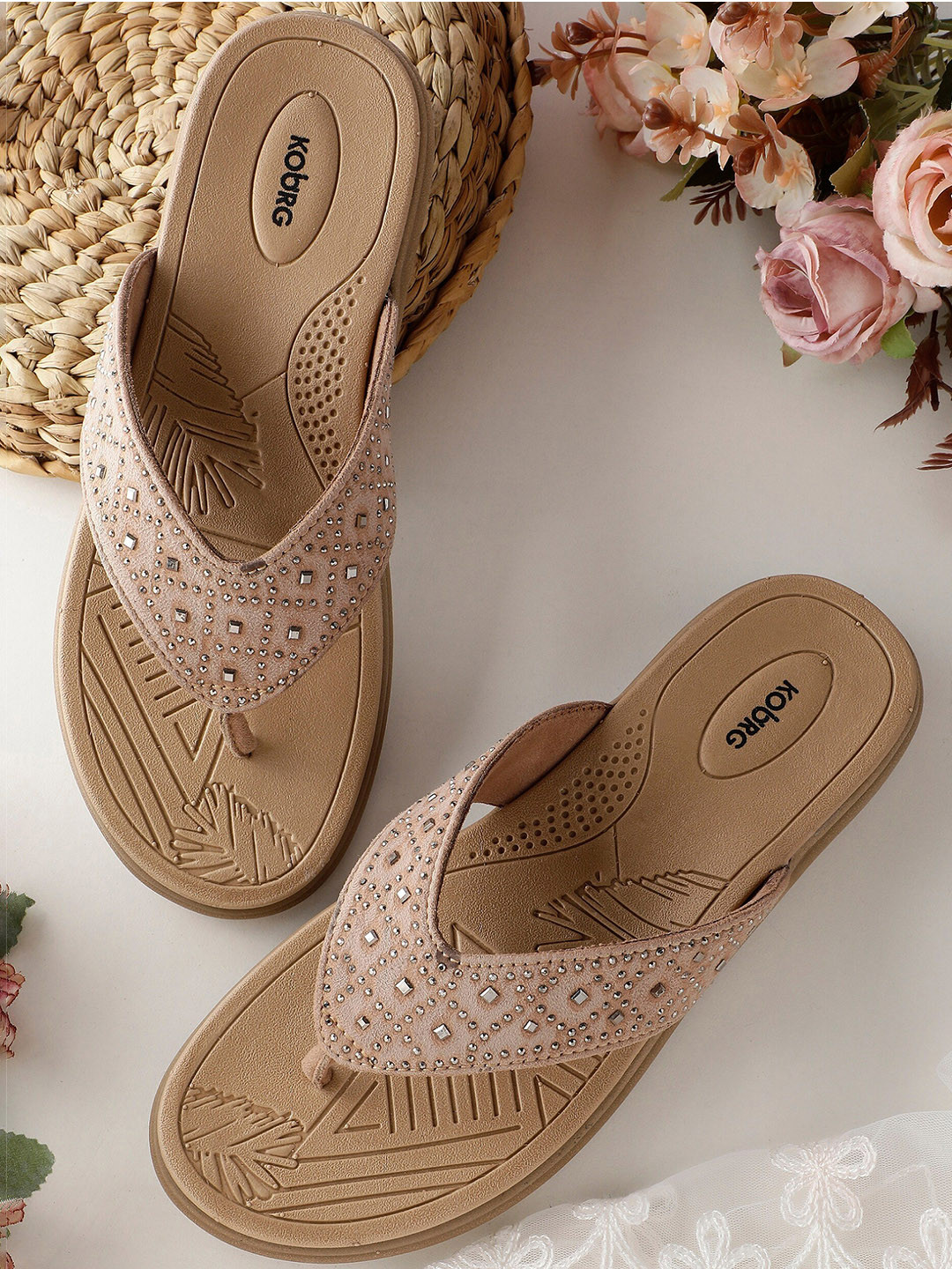 Koburg Harmony Embellished Open Toe Flats