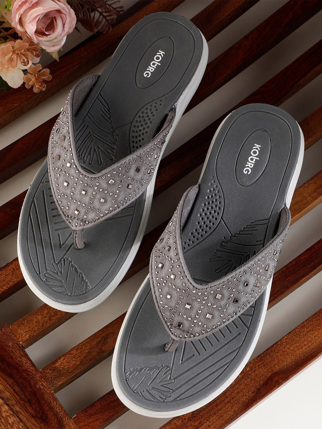 Koburg Harmony Embellished Open Toe Flats