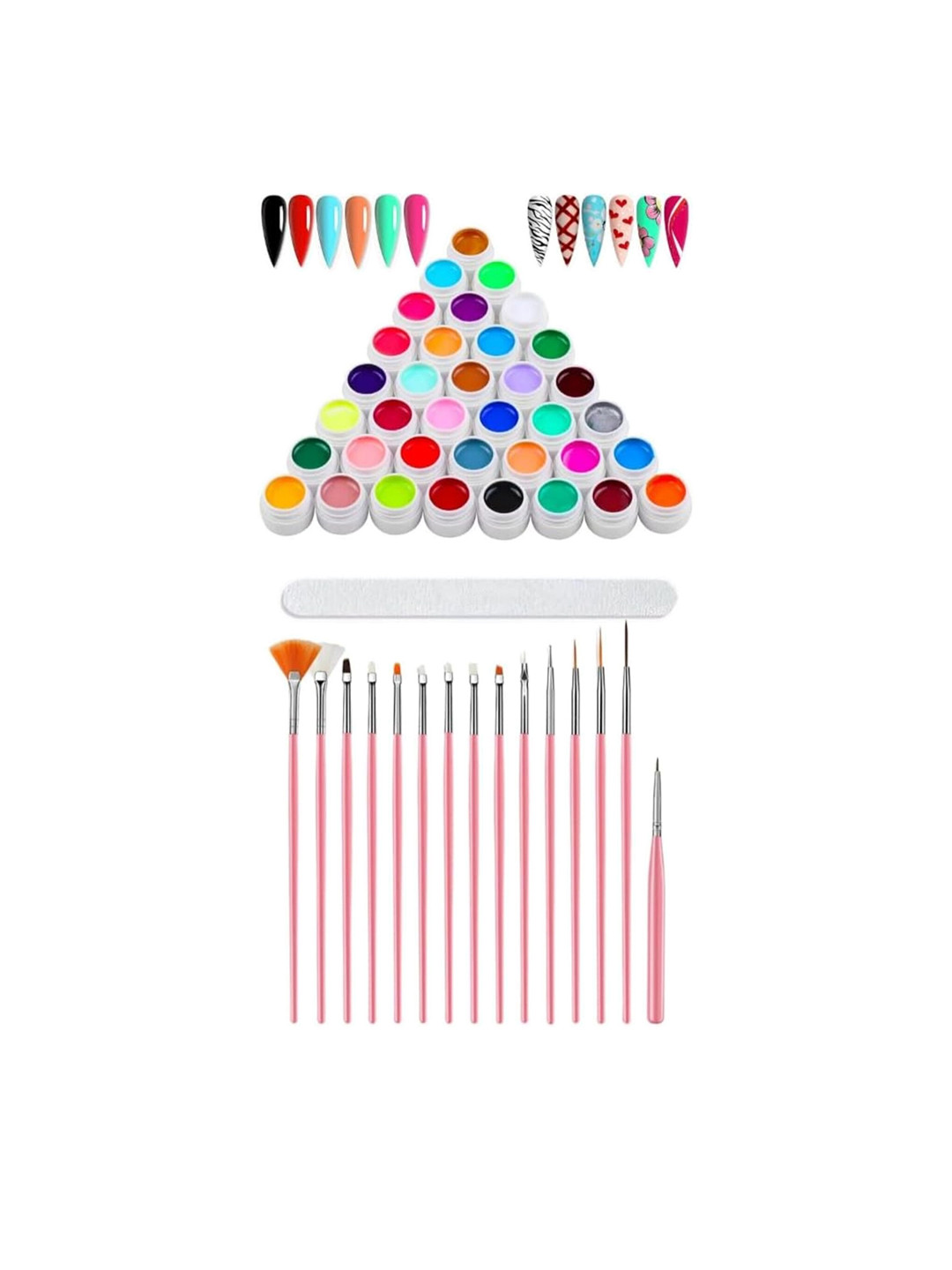 FEELHIGH 36 Colors Nail Art Gel Paint & 15Pcs Nail Art Brush