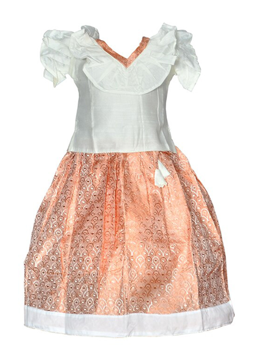 BAESD Girls Embellished Ruffled Ready to Wear Paavadai Sattai Lehenga & Blouse Set