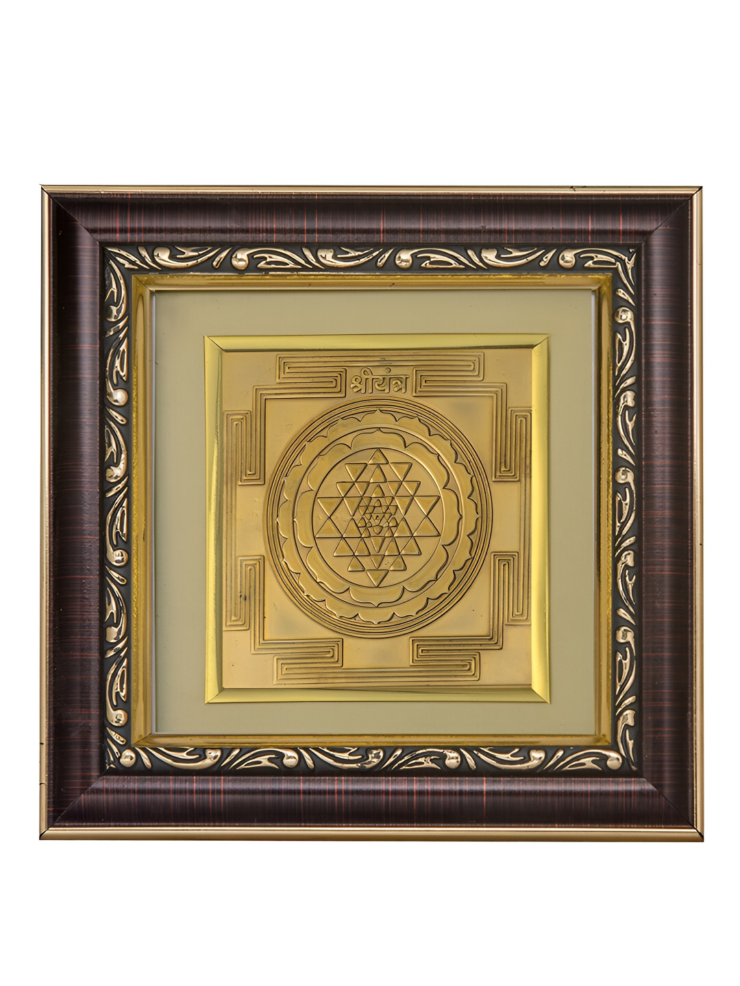 Pray Everyday Gold-Plated Shri yantra Photoframe Pooja Essentials