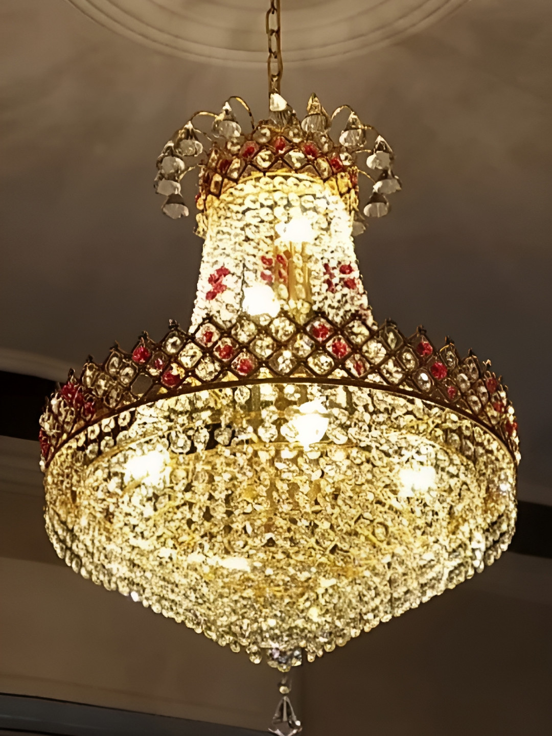 SHRI MAHAL ANTIQUES Gold Toned Jhumar Ceiling Lamp