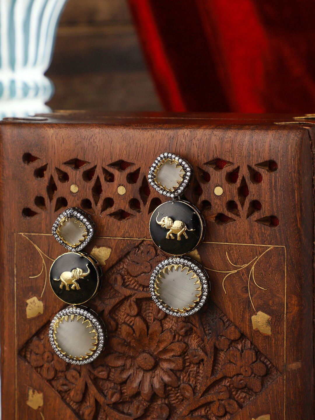 PATOLA BY VJ Gold-Plated Contemporary Drop Earrings