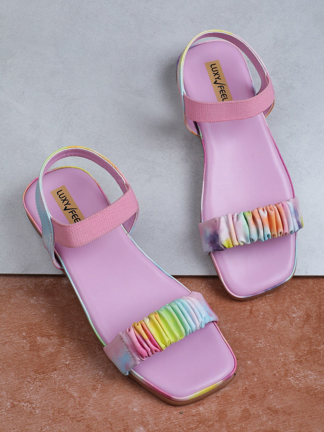 Luxyfeel Back Strap Open Toe Flats