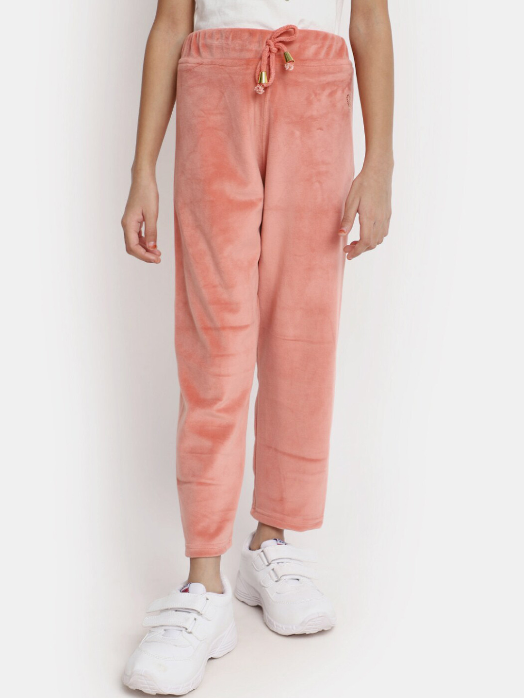 V-Mart Girls Mid-Rise Velvet Track Pants
