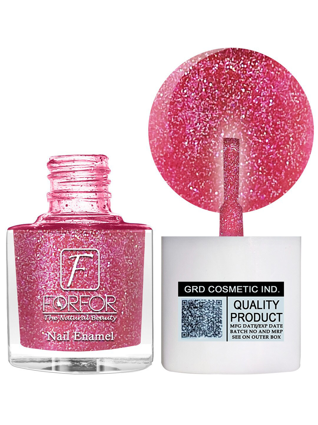 FORFOR Set Of 4 Perfect Stay Glitter Nail Polish - 5ml Each - Silver-Red-Green-Baby Pink