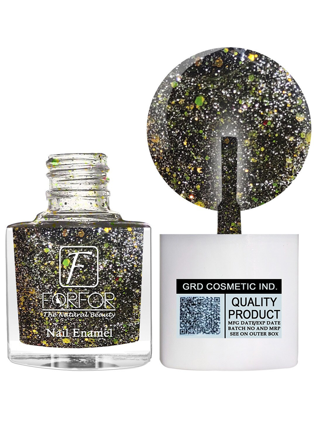 FORFOR Set Of 4 Perfect Stay Glitter Nail Polish - 5ml Each - Silver-Red-Green-Light Pink