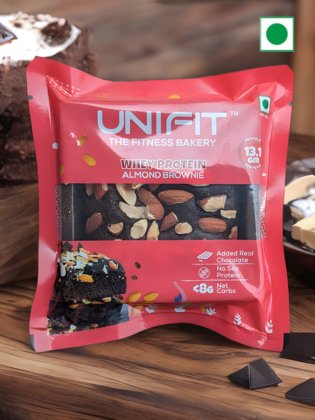 UNIFIT High Source of Protein & High Fiber Almond Brownie Bar-75g