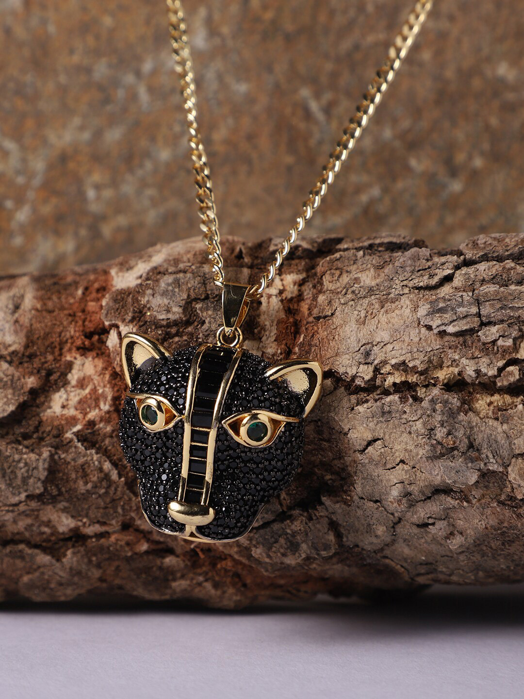 PATOLA BY VJ Jaguar Animal-Shaped Stones & Beads Pendant With Chain