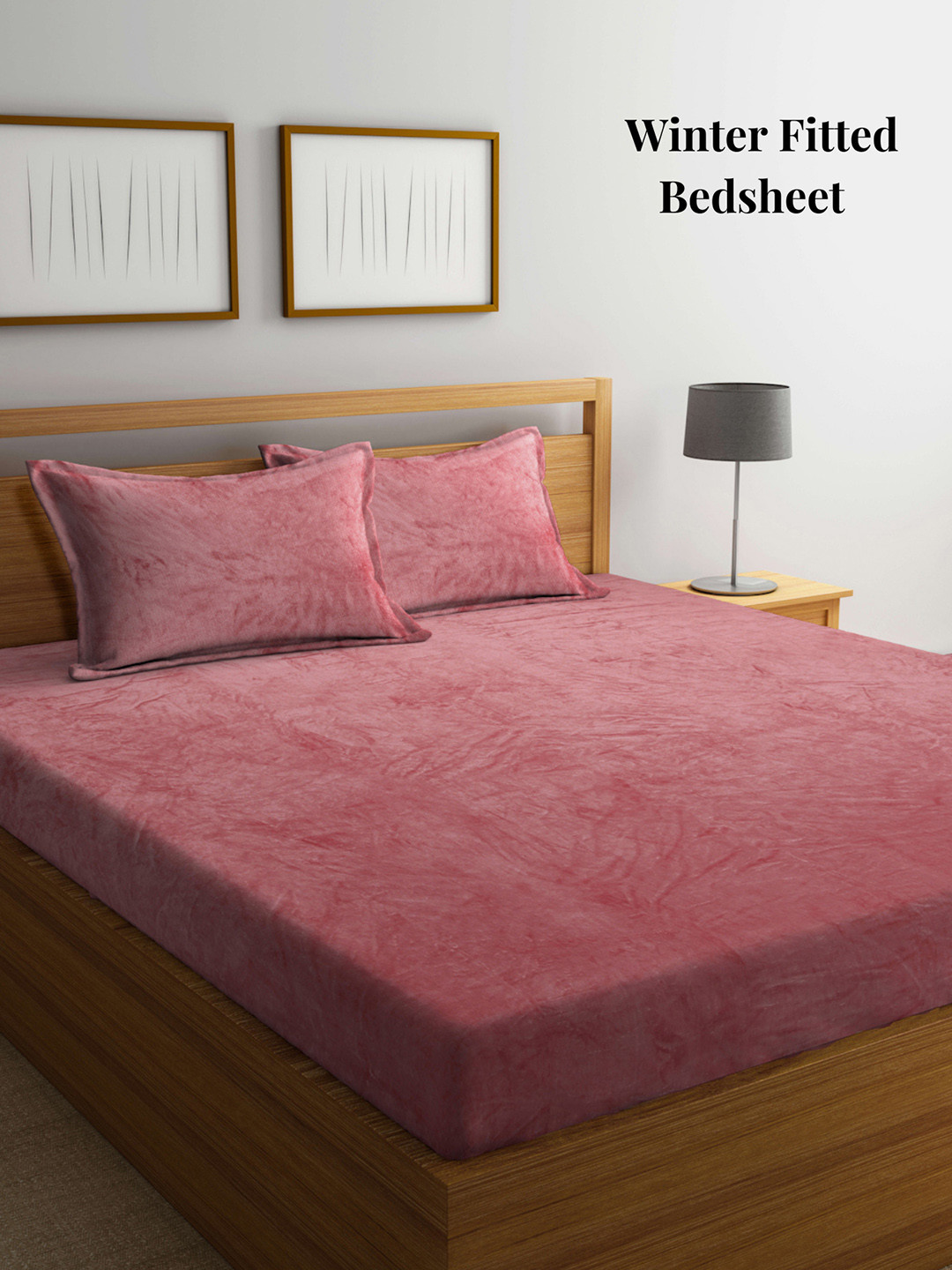 Arrabi Rust Solid Cotton 250 TC Fitted King Fine Bedsheet with 2 Pillow Covers-235 x 215 cm