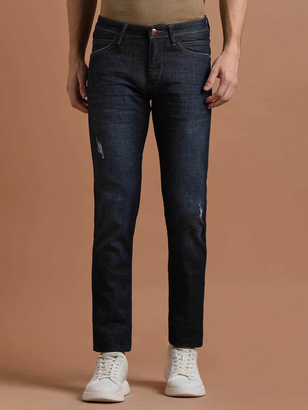 Allen Solly Men Low Distress Skinny Fit Cotton Jeans