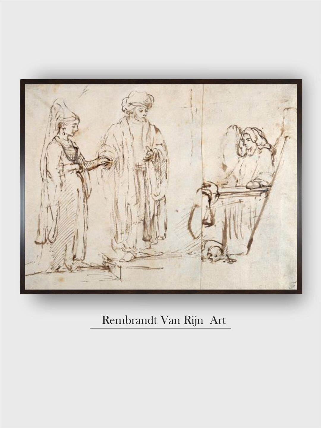 The Art House Beige & Grey Laban Brings Leah to Jacob Painting Wall Art