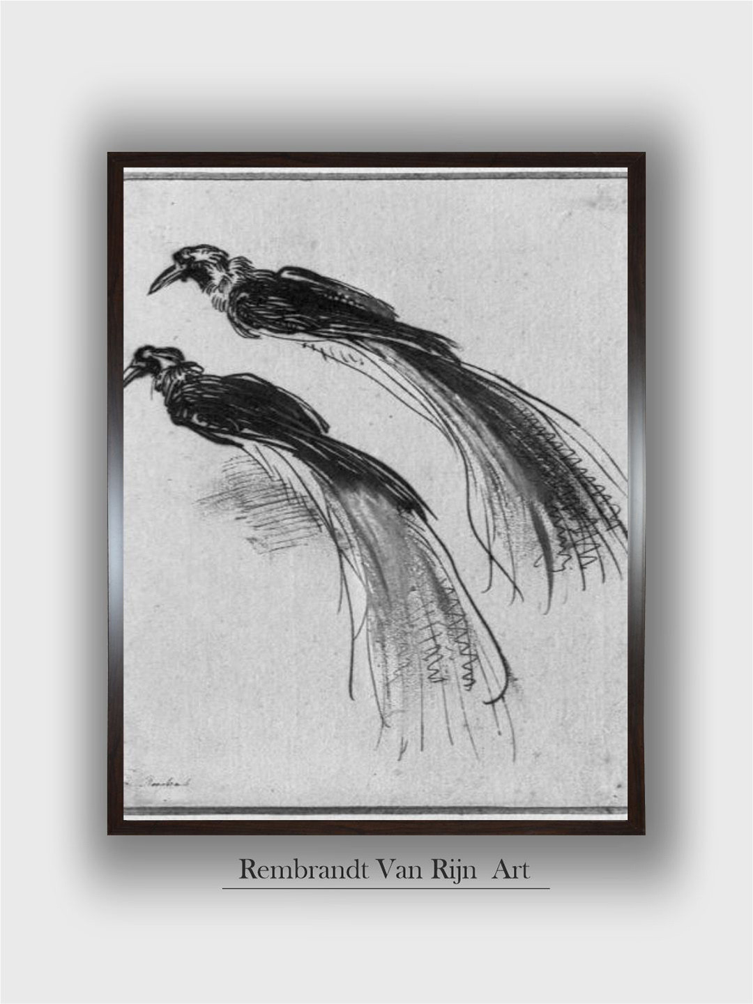 The Art House Birds by Rembrandt Van Rijn Wood Rectangle Paintings Wall Art - 18 x 24In