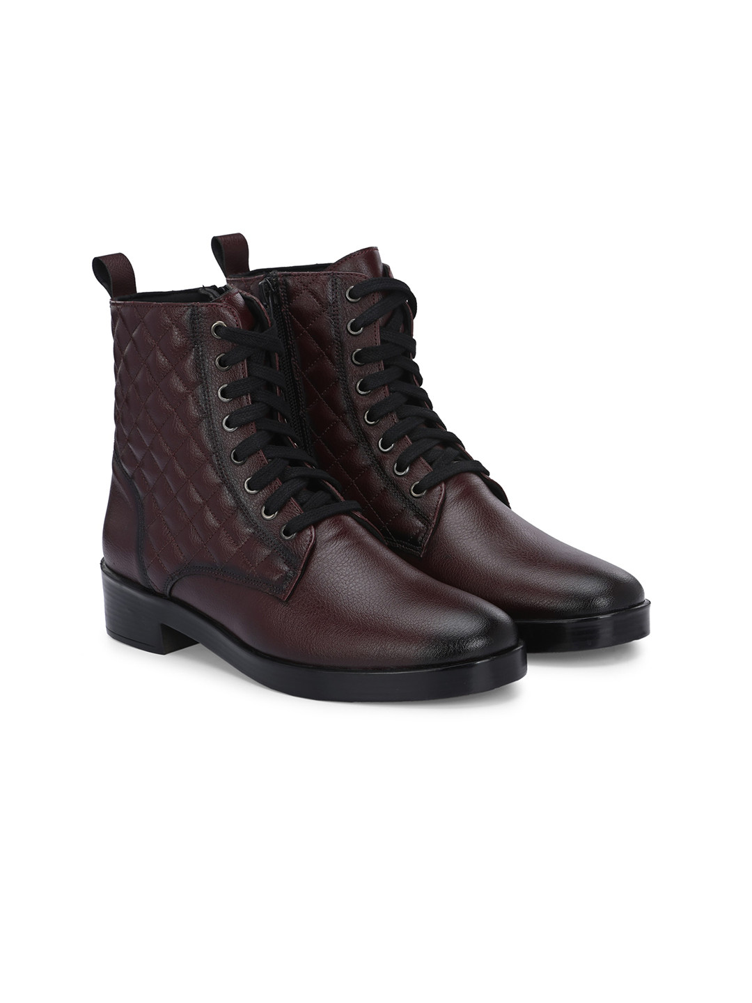 Delize Women Mid Top Textured Vegan Leather Block-Heeled Regular Boots