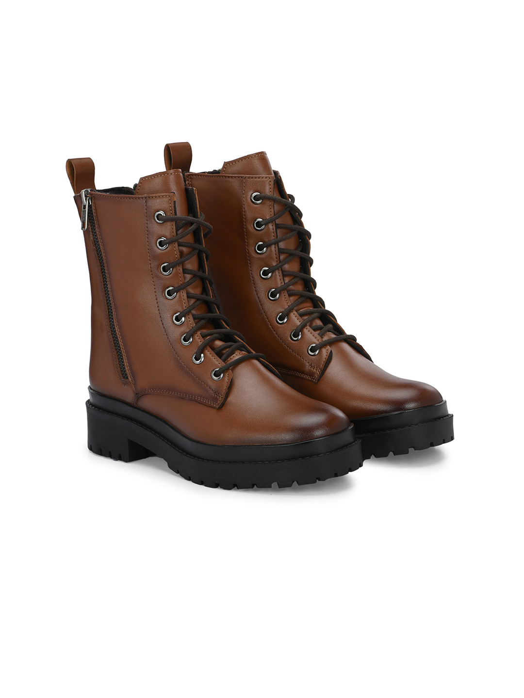 Delize Women Mid Top Vegan Leather Platform-Heeled Regular Boots