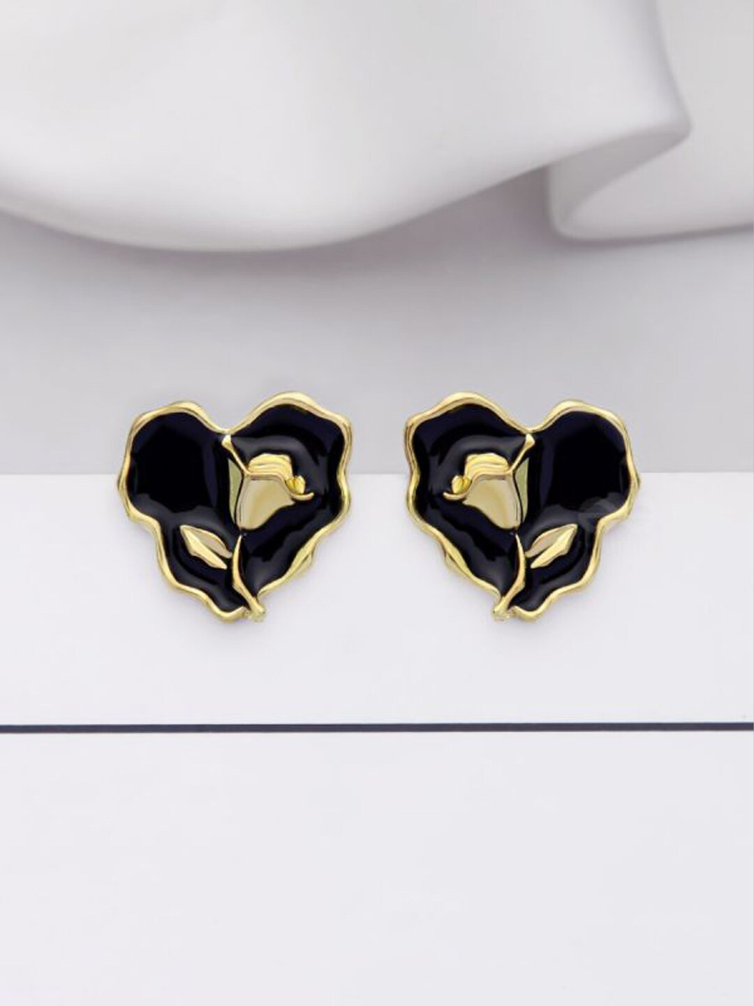 Krelin Gold-Plated Heart Shaped Enamel Stud Earrings