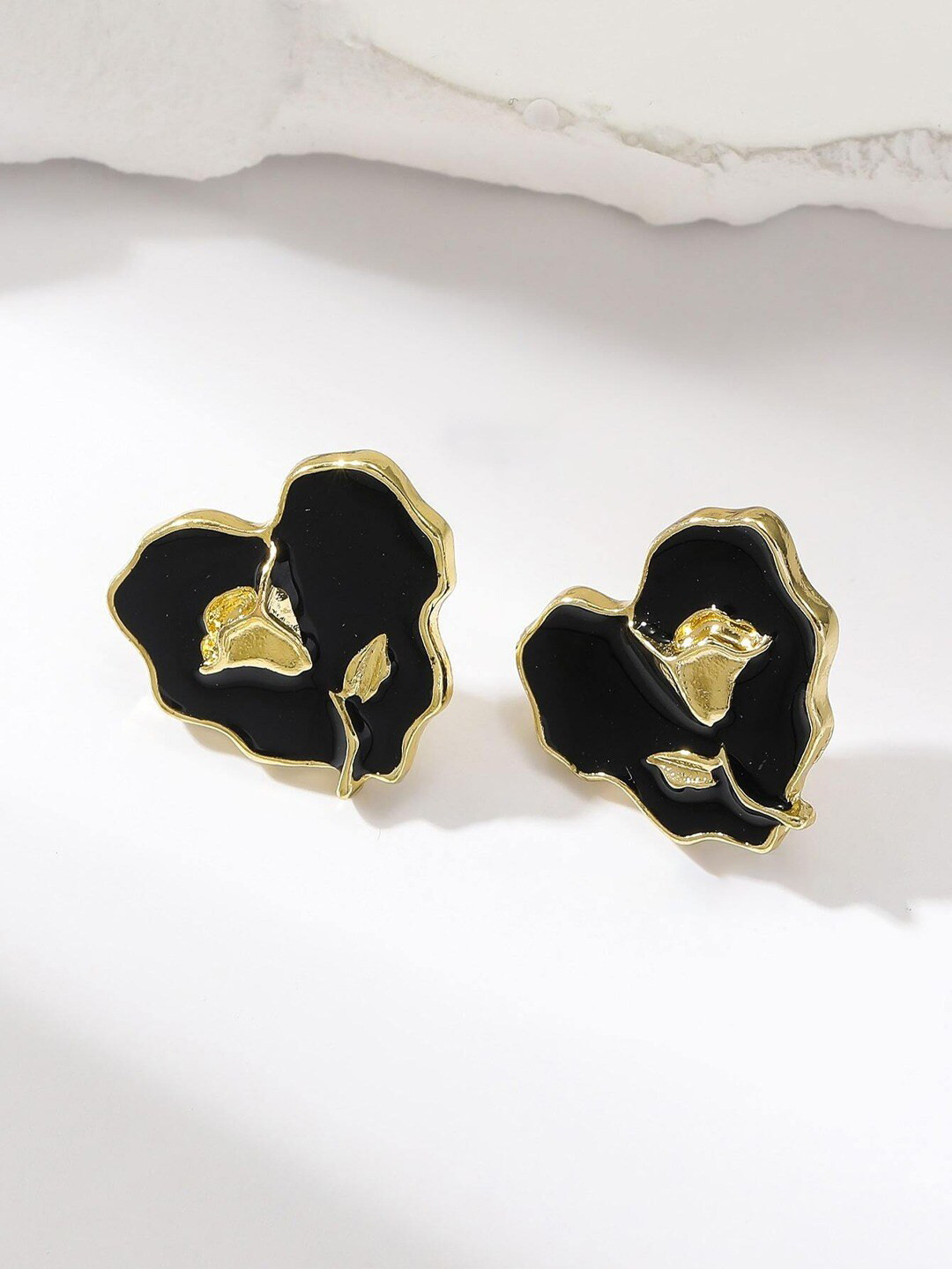 Krelin Gold-Plated Heart Shaped Enamel Stud Earrings